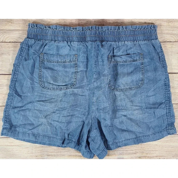 Knox Rose Chambray Shorts Women's Plus Size XXL Blue Pockets Boho Festival - Picture 2 of 5
